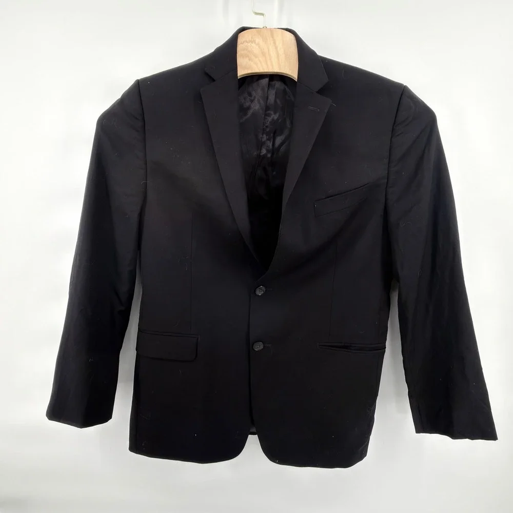 Calvin Klein Mens Black 100% Wool Blazer Suit Jacket Sport Coat 40R